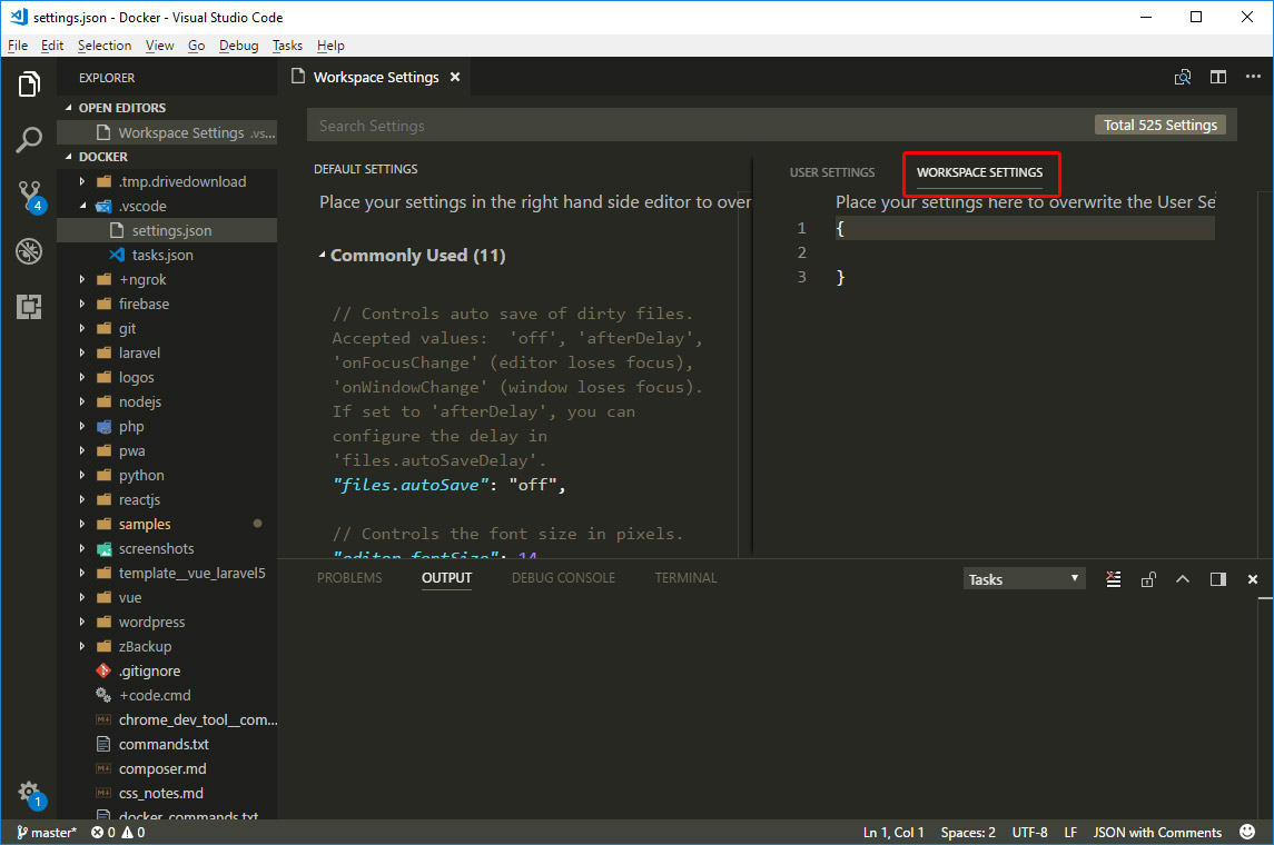 Visual Studio Code Workspace Settings